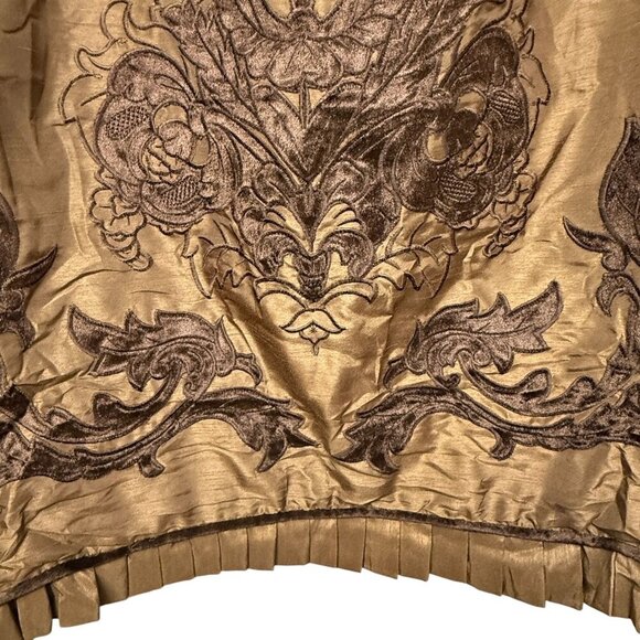 Embroidered Euro Sham Brown Ruffle Border Veratex Zippered Pillow Cover 26" Sq - Picture 2 of 6